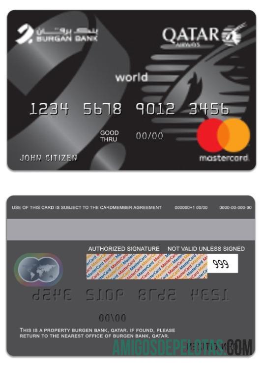 Qatar Burgen Bank Qatar Airways Co Branded World Mastercard sample